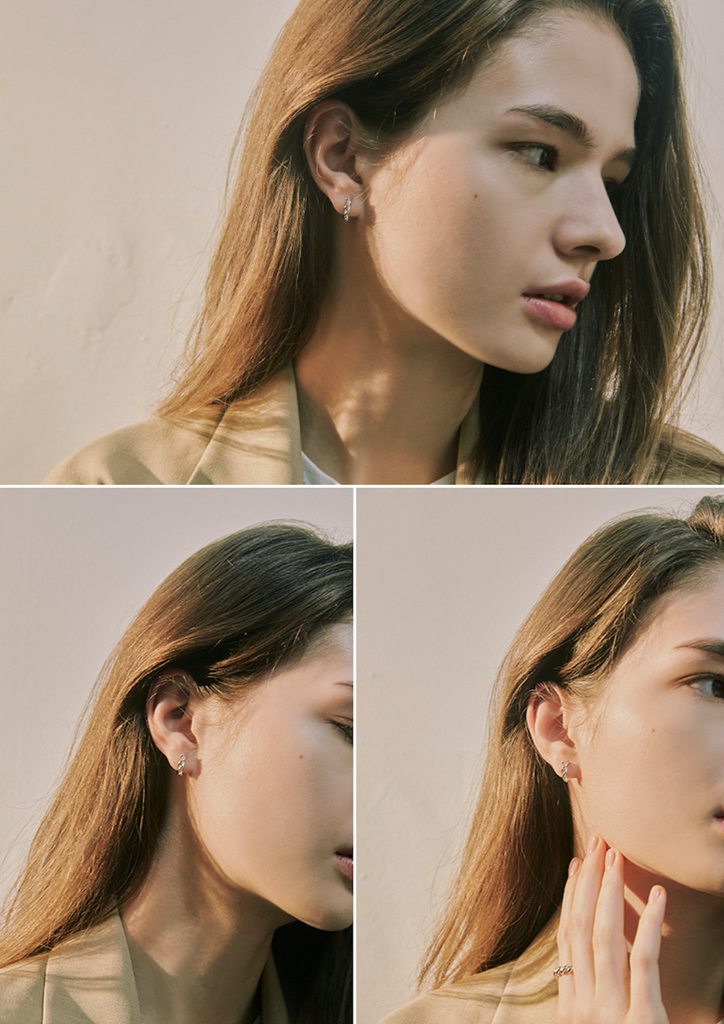 HEI Mini Knot Earring (White / Gold)